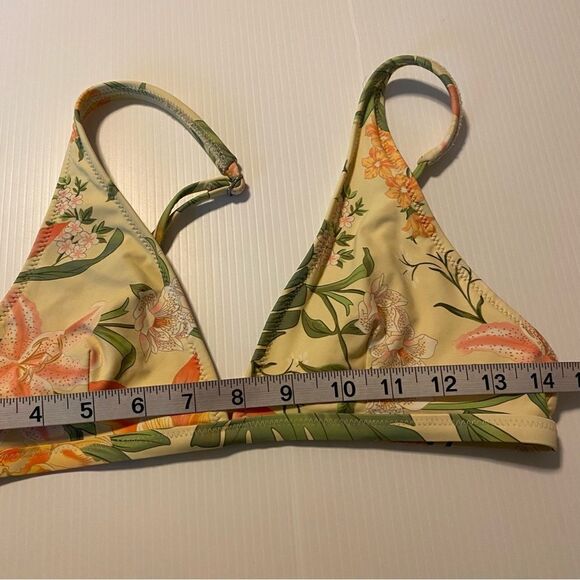 Lulus Rhythm Barbados Light Yellow Floral Print Bikini Top swimsuit non padded L - Picture 4 of 7